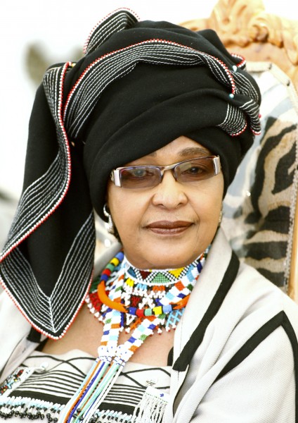 Nelson Mandela's ex-wife Winnie Madikizela-Mandela arrives at a ceremony to honour Mandela by the African chiefs, kings and queens at Freedom Park in Pretoria
