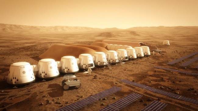 Local Input~ MUST CREDIT: Mars One/Bryan Versteeg/mars-one.com -- Artists rendering of Mars-One site, promoting project to start the first human colony on Mars by 2023.