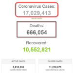 Thế giới đã có hơn 17 triệu người nhiễm virus SARS-CoV-2